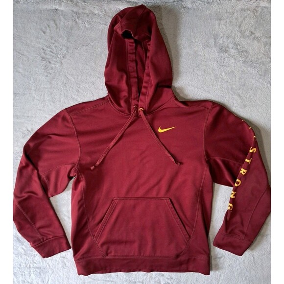 Nike Fit Therma Mens Large “Live Strong” Maroon/Gold Hoodie Swoosh - Picture 1 of 10